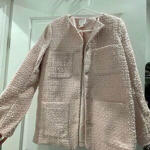 H&M Light Pink Textured Blazer